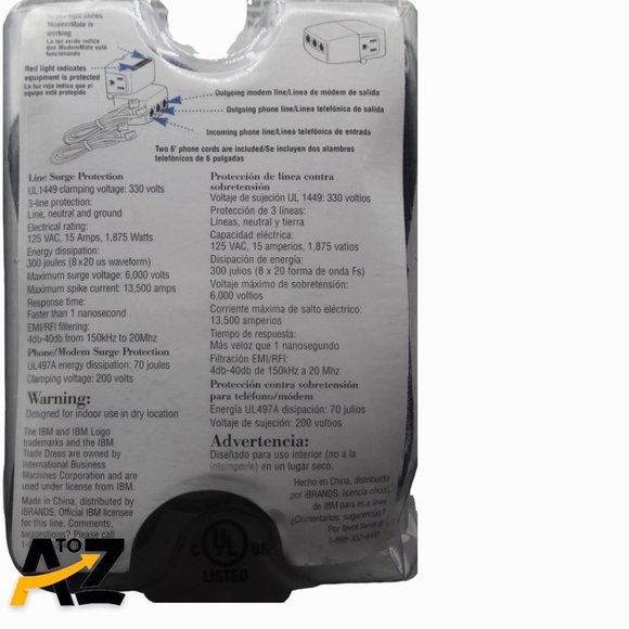 IBM 2 Outlet Compact Travel Surge Protector Fax/Modem Protection 051748 NIP - Picture 5 of 12